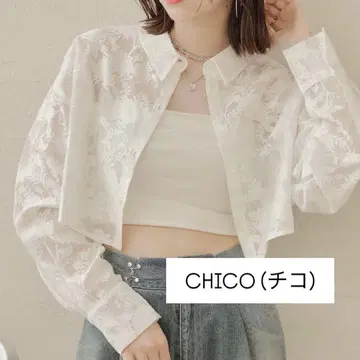 [새상품급] 치코 크롭 레이스 짧은 기장 셔츠 겉옷 정가 6600엔