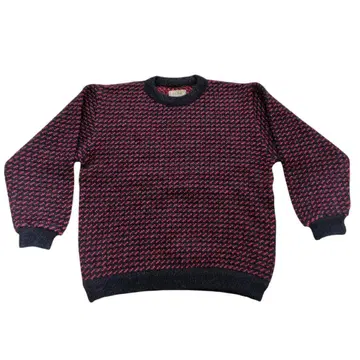 LLBEAN 바즈아이 니트 L 노르웨이산 블랙 레드 80s 90s