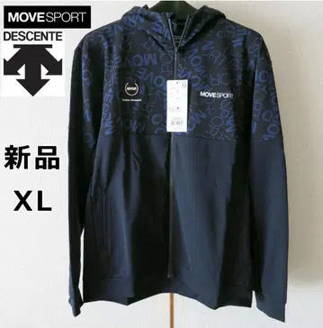 새상품 DESCENTE MOVESPORT 후드티 XL 네이비 로고 패턴