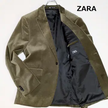 [ 레어 2XL ] 자라 ZARA 벨로아 테일러드 자켓 카키 54
