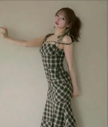 ANDMARY Cecily 체크 롱 드레스
