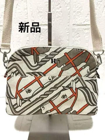 [ 새상품 ] 그레이 말 패턴 캔버스 원단 2way 숄더백 & 파우치