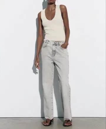 ZARA 자라 하이라이즈 스트레이트 데님 팬츠 38