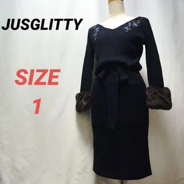 JUSGLITTY 저스길리티 롱 원피스 타이트 자수 꽃무늬