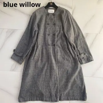 레어 blue willow 블루위로 노카라 코트 롱 더블