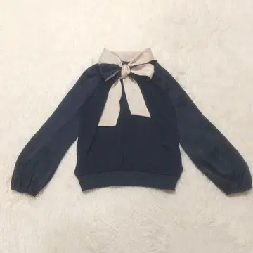 ANAYI 새틴 스무스 보타이 블라우스 풀오버 네이비 M