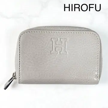 HIROFU H 로고 라운드 지퍼 코인 케이스 그레이지