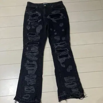REPUTATION studios 플레어 풀 데미지 데님