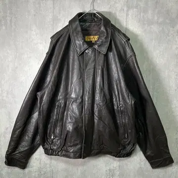 빈티지 가죽 자켓 다크 브라운 짧은 기장 충전솜 라이너 XL