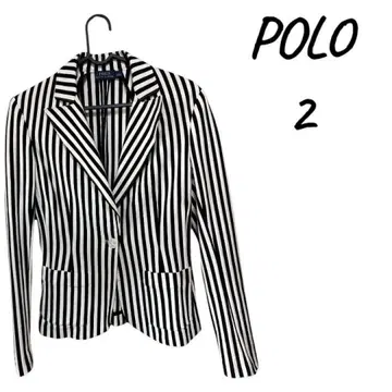 [ 새상품급 ] POLO 화이트 블랙 스트라이프 테일러드 자켓