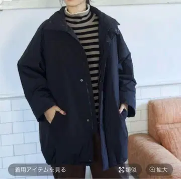 studio CLIP 다기능 BIG 칼라 미들 코트 몬스터 코트 블랙