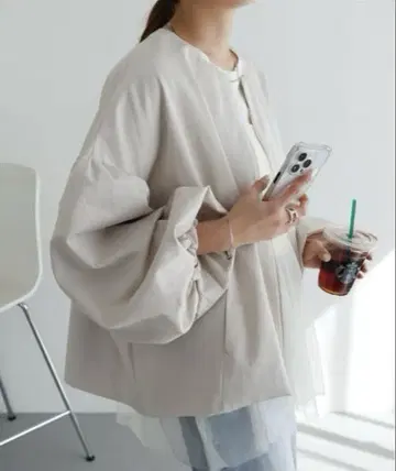 and me 소매 볼륨 블루종