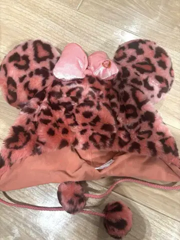 미니 팬캡 핑크 레오파드 무늬