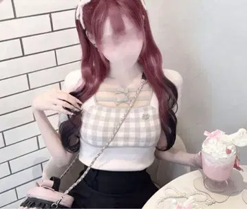허니뮤우 더블 리본 체크 상의