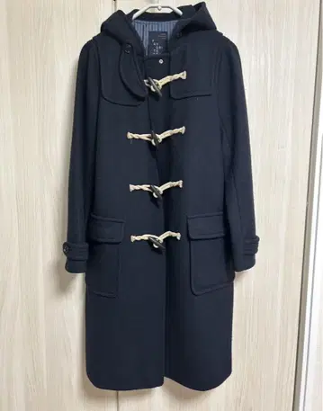 쿠미쿄쿠 네이비 더플 코트 후드 부착