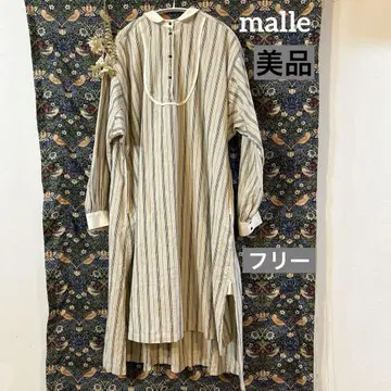 새상품급 말 malle 린넨 코튼 셔츠 원피스 롱 기장 둥근 카라 긴팔