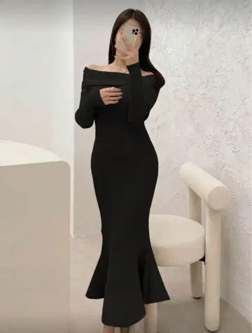 오프숄더 피쉬테일 스웨터 드레스 가을/겨울 여성 의류