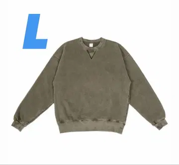 OVY 피그먼트 데미지 크루넥 스웨트 브라운
