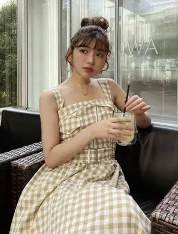 Darich 다리치 깅엄 체크 라이더 원피스