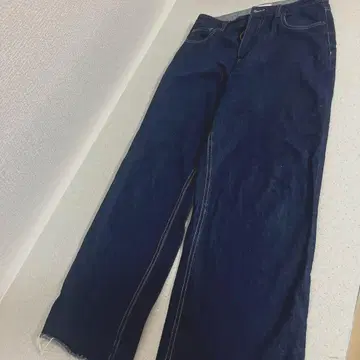 테치치 데님 와이드 팬츠 면 100% L 사이즈