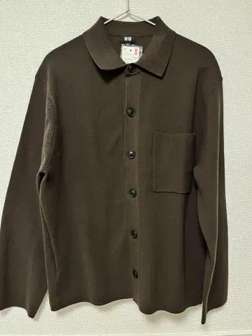미사용품 UNIQLO 밀라노 리브 셔츠 가디건 다크 브라운 MEN S