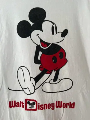 디즈니 빈티지 링거 T셔츠 XXL 사이즈 화이트 미키