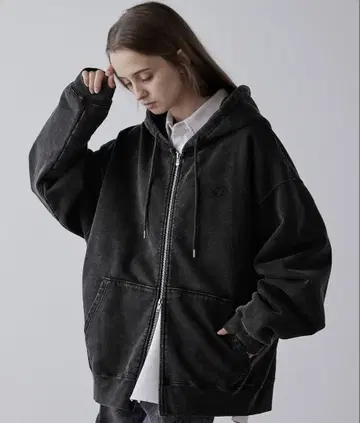 다크 그레이 풀 집업 후드티