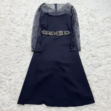 그레이스 콘티넨탈 비쥬 벨트 원피스 레이스 드레스 네이비