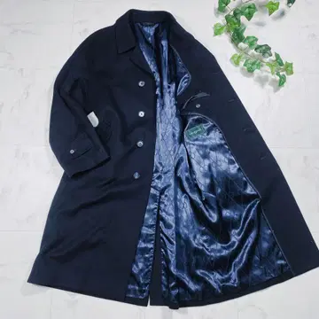 고급 소재 캐시미어 100% 롱 체스터 코트 다크 네이비