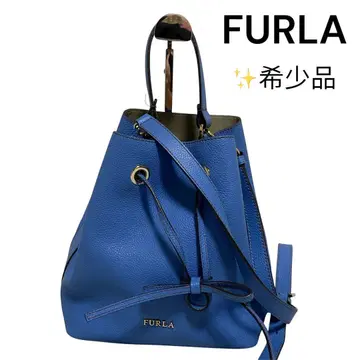 [ 레어 새상품급 ] 훌라 FURLA 복조리형 2WAY 가죽 숄더백 파랑