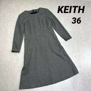 KEITH 키이스 하운드투스 체크 패턴 원피스 36 긴팔 체크 패턴