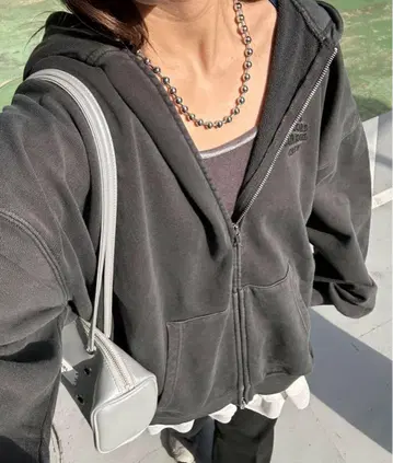 차오패닉 피그먼트 자수 더블 지퍼 후드티