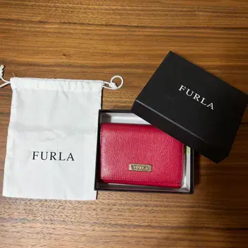 FURLA 빨간색 가죽 3단 폴더형 지갑 수납 가방 포함