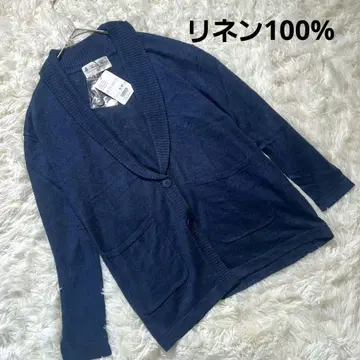 미사용 새상품 나노 유니버스 가디건 긴팔 F 린넨 100% 네이비