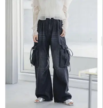 Kastane 카고 데님 팬츠 블랙 0