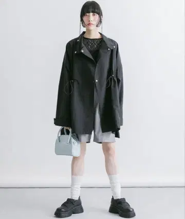 [ KBF ] 스탠드 카라 BIG 나일론 자켓 블랙