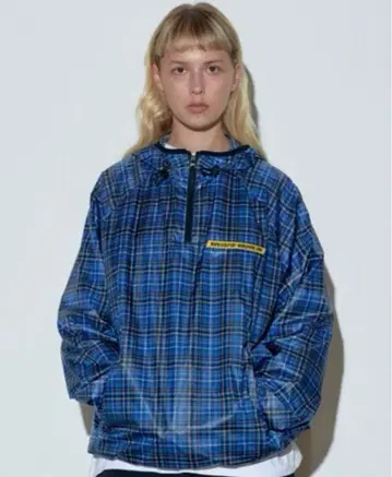 Glossy Petterned Anorak Pullover Blue