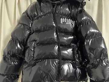 godsavag 블랙 다운 자켓 후드 부착