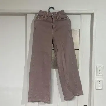 SOMETHING 핑크 와이드 레그 데님