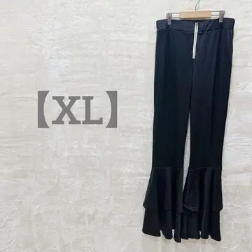 익명 배송 캐주얼 팬츠 [ XL ] 플레어 밑단 디자인 블랙 스트레치