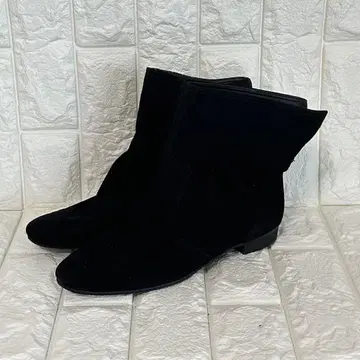 fin 24cm 블랙 스웨이드 숏부츠 낮은 힐 여성용