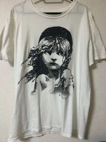 아트 프린트 T셔츠 L 화이트 레미제라블