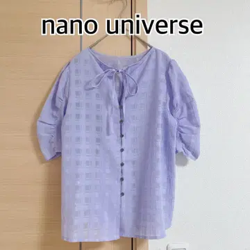 nano universe 나노 유니버스 반팔 블라우스 체크 퍼플