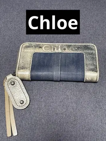 끌로에 장지갑 골드 데님