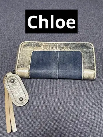 끌로에 장지갑 골드 데님