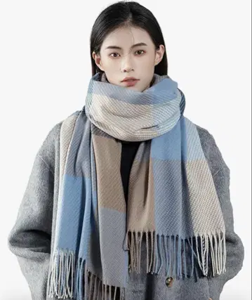여성용 머플러 체크 무늬 방한 목걸이 스카프 따뜻한 겉옷 가을/겨울
