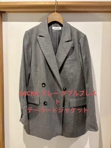 SACRA 그레이 더블 브레스트 테일러드 자켓