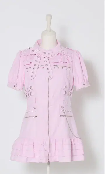 Front zip studded belt mini one piece