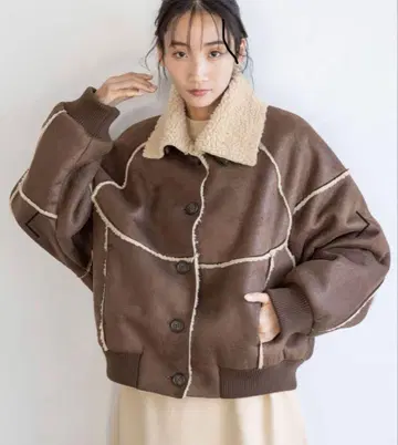 로리즈팜 자켓 블루종 무스탕 보아블루종 브라운