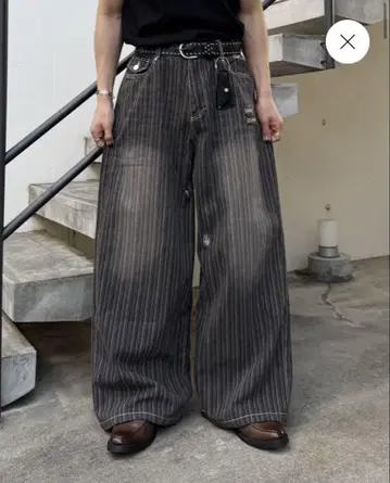 스트라이프 워시 데님
